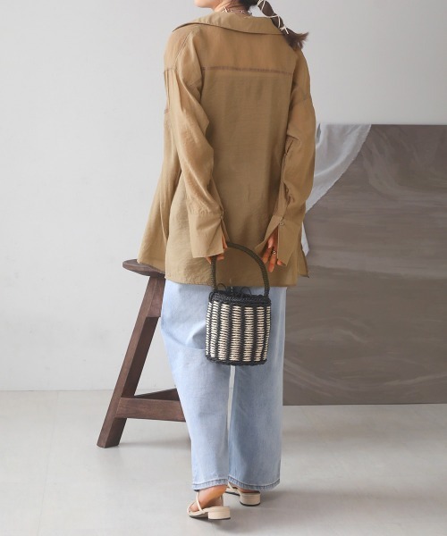 Bab(バブ)の「シアースキッパーシャツ(シャツ/ブラウス・レディース・オリーブ/オフホワイト/ラベンダー・M)」の11枚目の写真