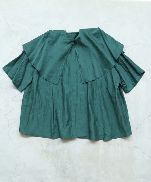yuni(ユニ )の「cotton/cupra/Linenローンcape collar ブラウス(シャツ/ブラウス・レディース・ブラック/ホワイト/グリーン・FREE)」の20枚目の写真