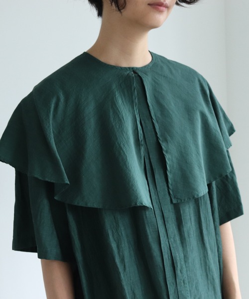 yuni(ユニ )の「cotton/cupra/Linenローンcape collar ブラウス(シャツ/ブラウス・レディース・ブラック/ホワイト/グリーン・FREE)」の15枚目の写真