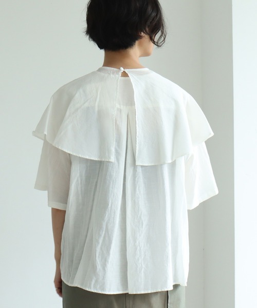 yuni(ユニ )の「cotton/cupra/Linenローンcape collar ブラウス(シャツ/ブラウス・レディース・ブラック/ホワイト/グリーン・FREE)」の11枚目の写真