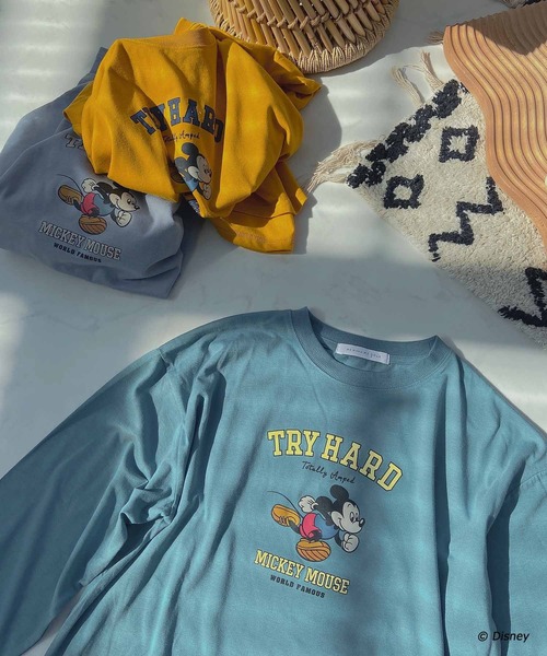 AS KNOW AS plus(アズノゥアズプラス)の「●ダッシュ ミッキーロンT 【Disney(ディズニー)】(Tシャツ/カットソー・レディース・オートミール/サックスブルー/ターコイズブルー/マスタード・FREE)」の4枚目の写真