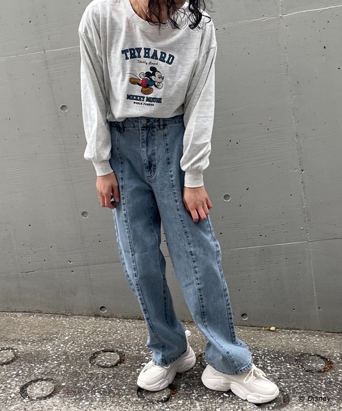 AS KNOW AS plus(アズノゥアズプラス)の「●ダッシュ ミッキーロンT 【Disney(ディズニー)】(Tシャツ/カットソー・レディース・オートミール/サックスブルー/ターコイズブルー/マスタード・FREE)」の7枚目の写真
