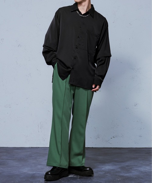 Ellno Loset（エルノロゼット）の「SSカラーフレアパンツ（スラックス・レディース・ブラック/グリーン/アイボリー/スモークピンク・SMALL/MEDIUM/LARGE）」の7枚目の写真