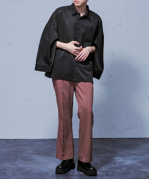 Ellno Loset（エルノロゼット）の「SSカラーフレアパンツ（スラックス・レディース・ブラック/グリーン/アイボリー/スモークピンク・SMALL/MEDIUM/LARGE）」の16枚目の写真