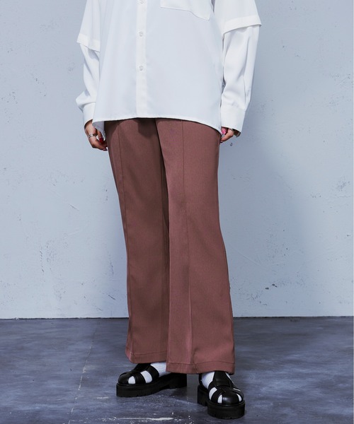 Ellno Loset（エルノロゼット）の「SSカラーフレアパンツ（スラックス・レディース・ブラック/グリーン/アイボリー/スモークピンク・SMALL/MEDIUM/LARGE）」の12枚目の写真