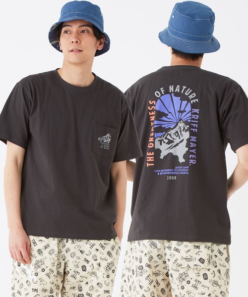 KRIFF MAYER（クリフメイヤー）の「半袖ポケT(日の出)（Tシャツ/カットソー・メンズ・チャコール/グリーン/コーラル/オフホワイト・SMALL/LARGE/MEDIUM/X-LARGE）」の3枚目の写真