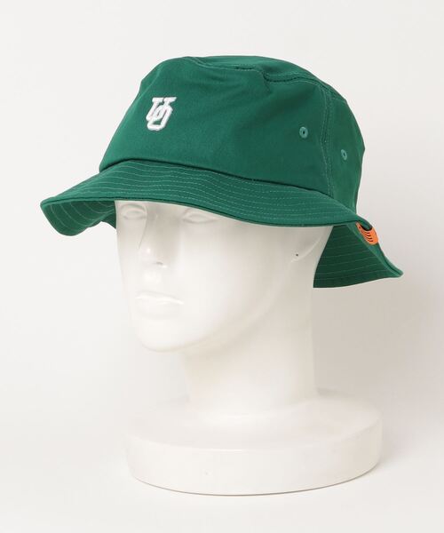 UNIVERSAL OVERALL（ユニバーサルオーバーオール）の「UNIVERSAL OVERALL ユニバーサルオーバーオール カレッジ ロゴ 立体刺繍 バケットハット（ハット・メンズ・ブラック/アイボリー/グリーン・FREE）」の3枚目の写真