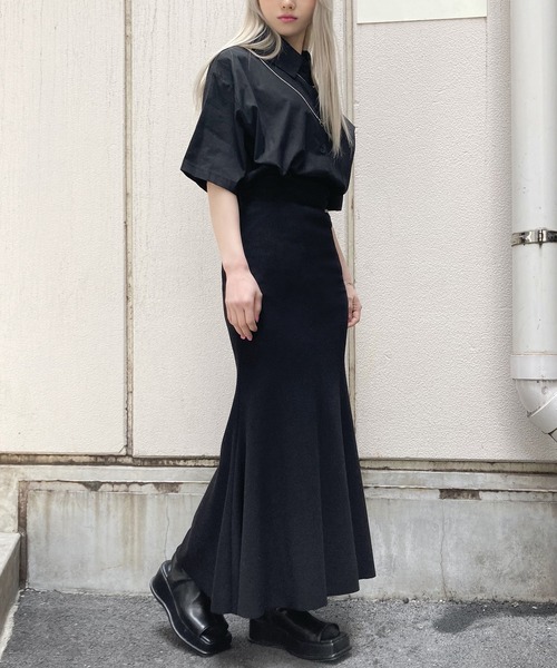 Figments（フィグメンツ）の「リブマーメイドスカート（スカート・レディース・グレー/ブラック・FREE）」の14枚目の写真