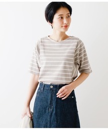 コットン天竺親子ボーダー ドルマンスリーブカットソー