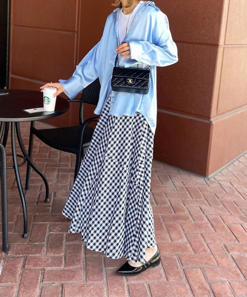 La-gemme（ラジェム）の「ギンガムチェックマキシフレアスカート（スカート・レディース・レッド/グリーン/グレー/ブルー/ブラック/ブラウン・C/フリー）」の11枚目の写真