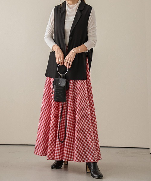 La-gemme（ラジェム）の「ギンガムチェックマキシフレアスカート（スカート・レディース・レッド/グリーン/グレー/ブルー/ブラック/ブラウン・C/フリー）」の20枚目の写真