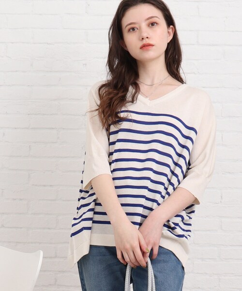 SHOO・LA・RUE（シューラルー）の「◆リネンブレンドドルマンニット（ニット/セーター・レディース・グリーン/サンドベージュ/アイボリー/ブルー系2・00）」の21枚目の写真