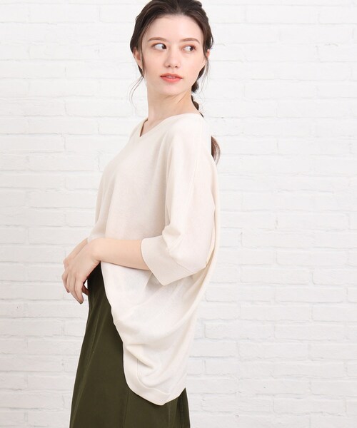 SHOO・LA・RUE（シューラルー）の「◆リネンブレンドドルマンニット（ニット/セーター・レディース・グリーン/サンドベージュ/アイボリー/ブルー系2・00）」の22枚目の写真