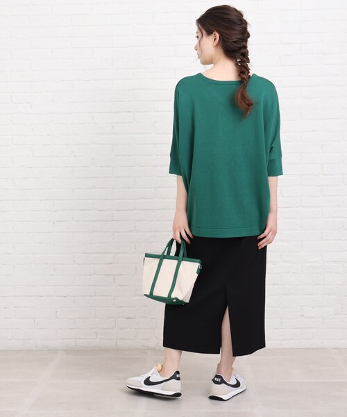 SHOO・LA・RUE（シューラルー）の「◆リネンブレンドドルマンニット（ニット/セーター・レディース・グリーン/サンドベージュ/アイボリー/ブルー系2・00）」の11枚目の写真