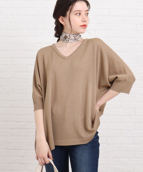 SHOO・LA・RUE（シューラルー）の「◆リネンブレンドドルマンニット（ニット/セーター・レディース・グリーン/サンドベージュ/アイボリー/ブルー系2・00）」の7枚目の写真