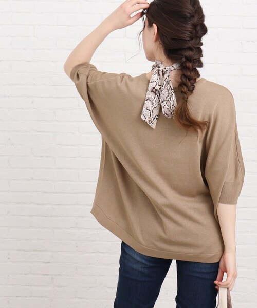 SHOO・LA・RUE（シューラルー）の「◆リネンブレンドドルマンニット（ニット/セーター・レディース・グリーン/サンドベージュ/アイボリー/ブルー系2・00）」の15枚目の写真