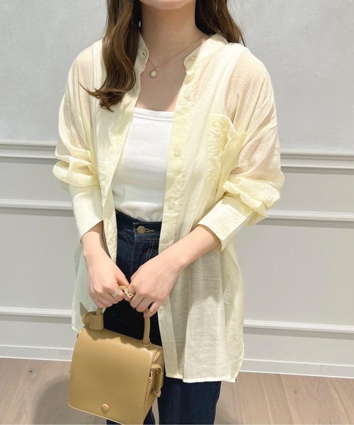 apres jour(アプレジュール)の「シアーバンドカラーシャツ【ZOZOTOWN限定アイテム】(シャツ/ブラウス・レディース・オレンジ/ライトベージュ/ミント/ラベンダー/アイボリー・フリー/X-LARGE)」の6枚目の写真