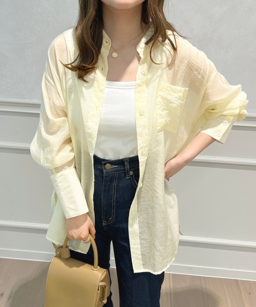 apres jour(アプレジュール)の「シアーバンドカラーシャツ【ZOZOTOWN限定アイテム】(シャツ/ブラウス・レディース・オレンジ/ライトベージュ/ミント/ラベンダー/アイボリー・フリー/X-LARGE)」の7枚目の写真