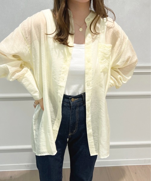 apres jour(アプレジュール)の「シアーバンドカラーシャツ【ZOZOTOWN限定アイテム】(シャツ/ブラウス・レディース・オレンジ/ライトベージュ/ミント/ラベンダー/アイボリー・フリー/X-LARGE)」の8枚目の写真