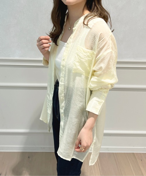 apres jour(アプレジュール)の「シアーバンドカラーシャツ【ZOZOTOWN限定アイテム】(シャツ/ブラウス・レディース・オレンジ/ライトベージュ/ミント/ラベンダー/アイボリー・フリー/X-LARGE)」の9枚目の写真