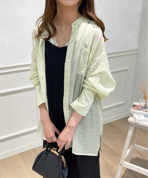 apres jour(アプレジュール)の「シアーバンドカラーシャツ【ZOZOTOWN限定アイテム】(シャツ/ブラウス・レディース・オレンジ/ライトベージュ/ミント/ラベンダー/アイボリー・フリー/X-LARGE)」の13枚目の写真
