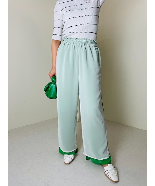 TEVALT(ヴァレット)の「レイヤードパンツ(その他パンツ・レディース・オフホワイト/ネイビー・38)」の1枚目の写真