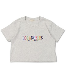 SPINNS（スピンズ）の「LOS ANGELESレインボーカラー刺繍ロゴ ショート丈Tシャツ（Tシャツ/カットソー）」