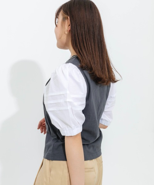 nemne store（ネンネストア）の「ボリューム袖異素材ロゴプリントTシャツ（Tシャツ/カットソー・レディース・オフホワイト/オレンジ/スミクロ・フリー）」の12枚目の写真