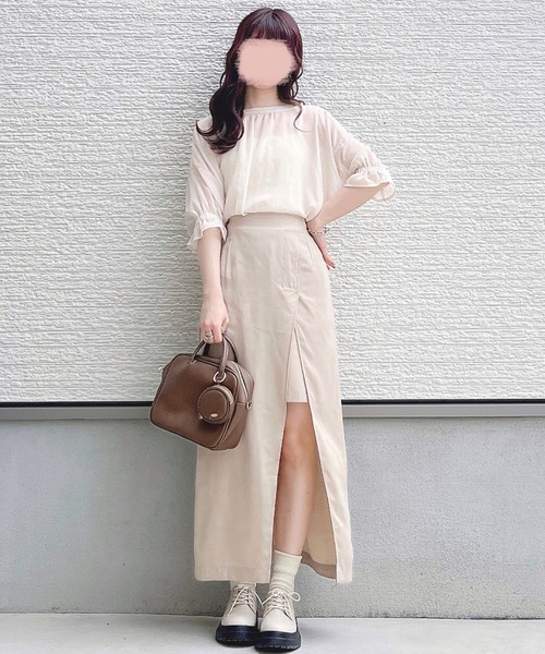 toucher du brise（トゥシェドブリーズ）の「【yuririnコラボ】前開きリボンガーリーブラウス（シャツ/ブラウス・レディース・オフホワイト/ピンク/ベージュ・M）」の8枚目の写真