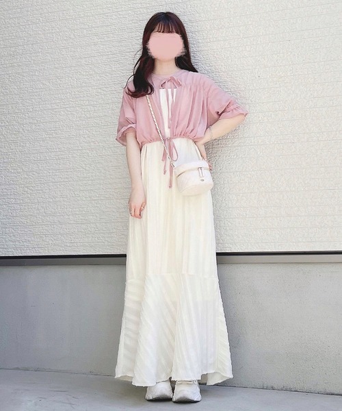 toucher du brise（トゥシェドブリーズ）の「【yuririnコラボ】前開きリボンガーリーブラウス（シャツ/ブラウス・レディース・オフホワイト/ピンク/ベージュ・M）」の13枚目の写真