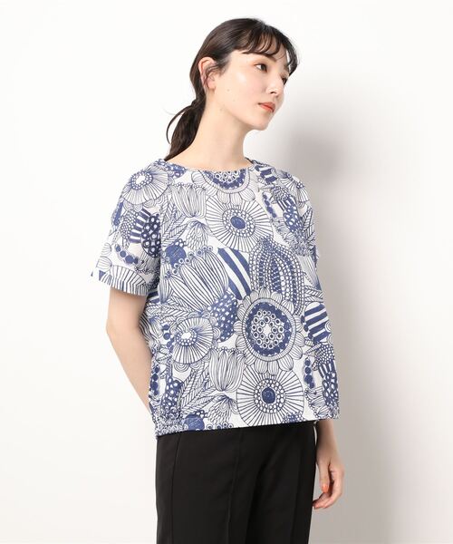 CERCA（チェルカ）の「BD/コットン花柄半袖プルオーバー（シャツ/ブラウス・レディース・ブルー系その他/グリーン/ブルー/ホワイト・MEDIUM）」の4枚目の写真