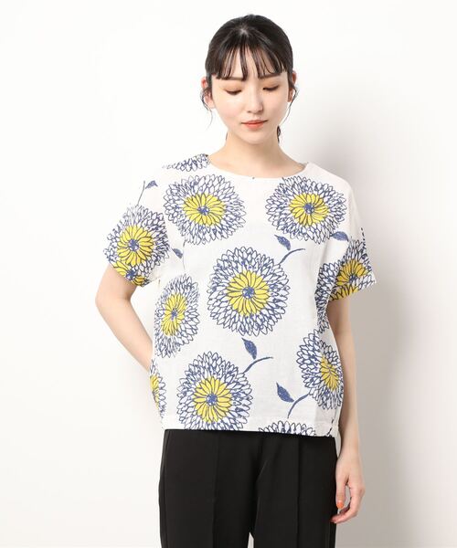 CERCA（チェルカ）の「BD/コットン花柄半袖プルオーバー（シャツ/ブラウス・レディース・ブルー系その他/グリーン/ブルー/ホワイト・MEDIUM）」の2枚目の写真