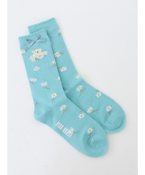 PINK HOUSE（ピンクハウス）の「スマイリーマーガレット柄ソックス（ソックス/靴下・レディース・スカイブルー/レッド/イエロー・フリー）」の2枚目の写真