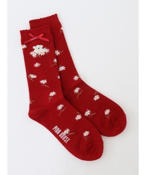 PINK HOUSE（ピンクハウス）の「スマイリーマーガレット柄ソックス（ソックス/靴下・レディース・スカイブルー/レッド/イエロー・フリー）」の5枚目の写真