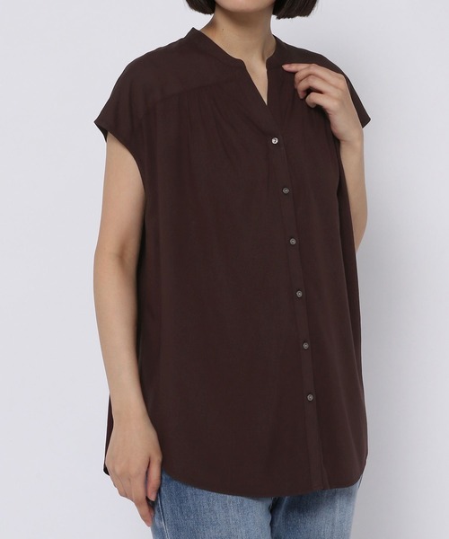 GLOBAL WORK（グローバルワーク）の「さらさらリラックスブラウスフレンチスリーブ/269033（シャツ/ブラウス・レディース・オフホワイト/ブラック/ブラウン/ターコイズブルー・MEDIUM/LARGE）」の17枚目の写真