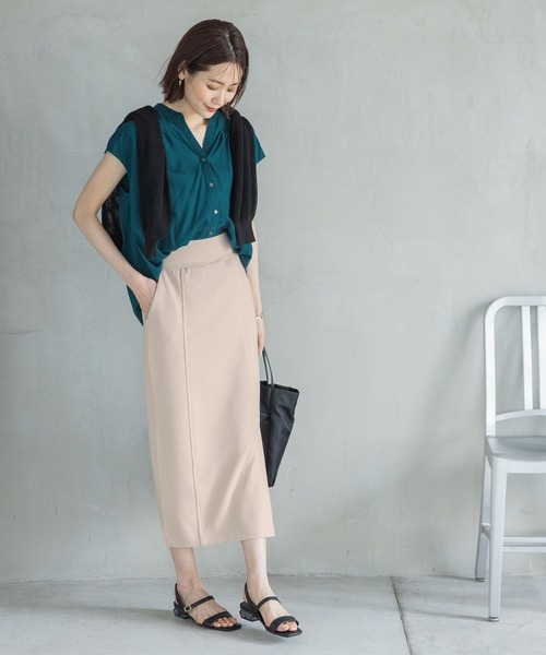 GLOBAL WORK（グローバルワーク）の「さらさらリラックスブラウスフレンチスリーブ/269033（シャツ/ブラウス・レディース・オフホワイト/ブラック/ブラウン/ターコイズブルー・MEDIUM/LARGE）」の22枚目の写真