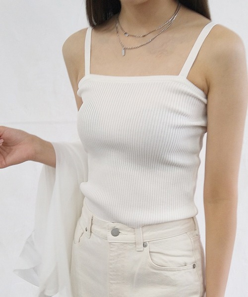Alite cloth(アリーテクロス)の「スクエアリブキャミソール(キャミソール・レディース・ホワイト/ブラック/ピンク・FREE)」の1枚目の写真