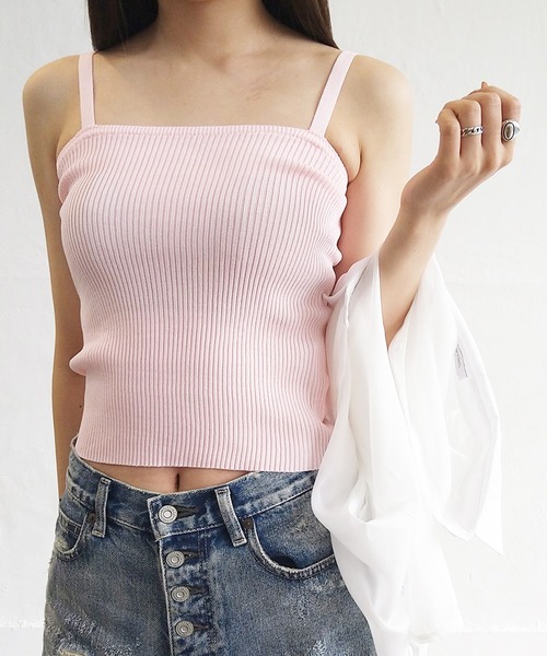 Alite cloth(アリーテクロス)の「スクエアリブキャミソール(キャミソール・レディース・ホワイト/ブラック/ピンク・FREE)」の3枚目の写真