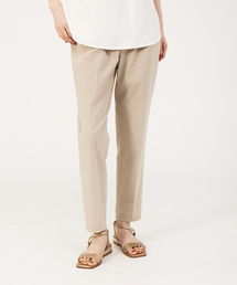 qualite | コットンリネンストレッチハイウエストテーパードパンツ(スラックス)