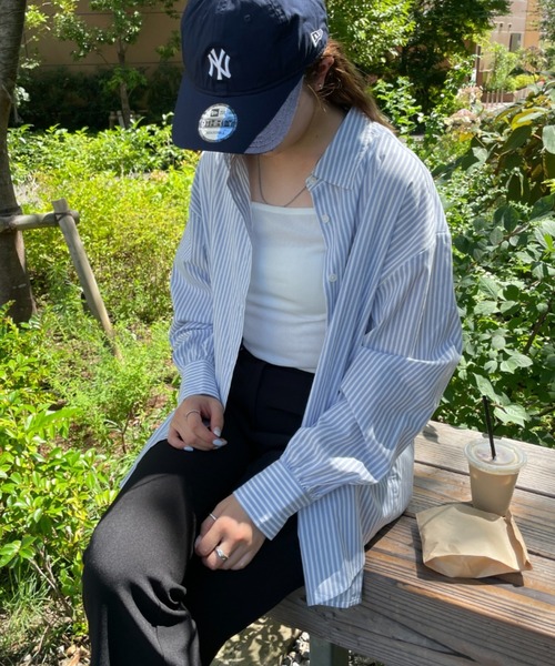 WEGO（ウィゴー）の「WEGO/ストライプオーバーサイズシャツ（シャツ/ブラウス・レディース・ブラック系その他4/グリーン系その他4/ブルー系その他4/イエロー系その他5/その他1・FREE）」の9枚目の写真