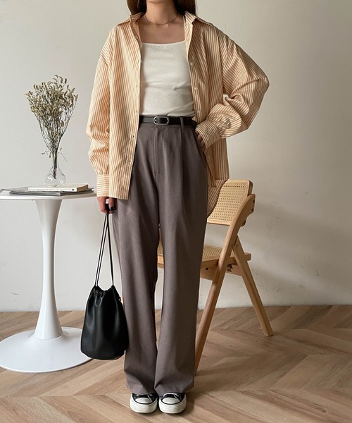 WEGO（ウィゴー）の「WEGO/ストライプオーバーサイズシャツ（シャツ/ブラウス・レディース・ブラック系その他4/グリーン系その他4/ブルー系その他4/イエロー系その他5/その他1・FREE）」の17枚目の写真