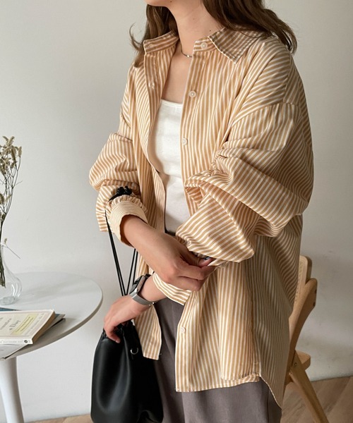 WEGO（ウィゴー）の「WEGO/ストライプオーバーサイズシャツ（シャツ/ブラウス・レディース・ブラック系その他4/グリーン系その他4/ブルー系その他4/イエロー系その他5/その他1・FREE）」の19枚目の写真