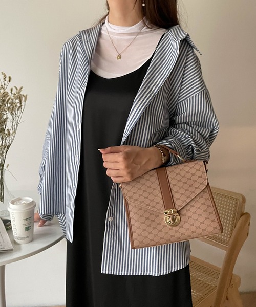 WEGO（ウィゴー）の「WEGO/ストライプオーバーサイズシャツ（シャツ/ブラウス・レディース・ブラック系その他4/グリーン系その他4/ブルー系その他4/イエロー系その他5/その他1・FREE）」の22枚目の写真