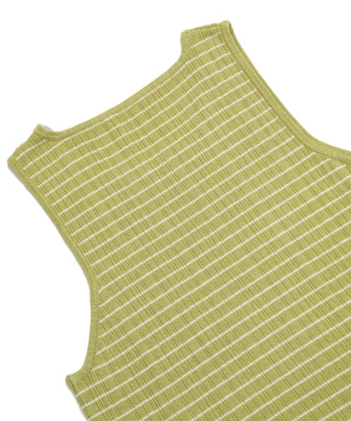 sango(sango)の「ボーダーニットタンクトップ(タンクトップ・レディース・イエロー×グリーン/ベージュ系その他/アッシュグレー・FREE)」の6枚目の写真