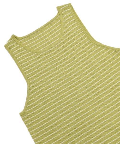 sango(sango)の「ボーダーニットタンクトップ(タンクトップ・レディース・イエロー×グリーン/ベージュ系その他/アッシュグレー・FREE)」の4枚目の写真