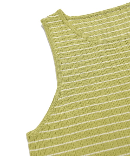 sango(sango)の「ボーダーニットタンクトップ(タンクトップ・レディース・イエロー×グリーン/ベージュ系その他/アッシュグレー・FREE)」の5枚目の写真