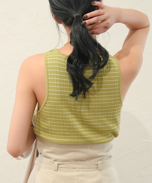 sango(sango)の「ボーダーニットタンクトップ(タンクトップ・レディース・イエロー×グリーン/ベージュ系その他/アッシュグレー・FREE)」の15枚目の写真
