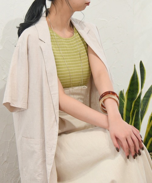 sango(sango)の「ボーダーニットタンクトップ(タンクトップ・レディース・イエロー×グリーン/ベージュ系その他/アッシュグレー・FREE)」の16枚目の写真