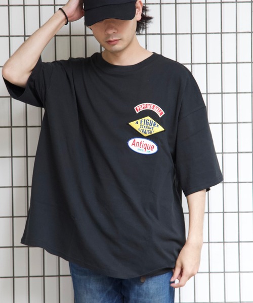 Bling Leads（ブリングリーズ）の「bling leads/ワッペン張付BIGクルーネックTシャツ（Tシャツ/カットソー・メンズ・ブルー/スミクロ/ロイヤルブルー/ホワイト/ダークグリーン・LARGE/MEDIUM）」の2枚目の写真
