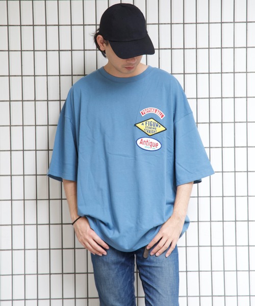 Bling Leads（ブリングリーズ）の「bling leads/ワッペン張付BIGクルーネックTシャツ（Tシャツ/カットソー・メンズ・ブルー/スミクロ/ロイヤルブルー/ホワイト/ダークグリーン・LARGE/MEDIUM）」の8枚目の写真